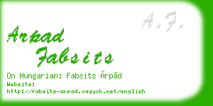 arpad fabsits business card